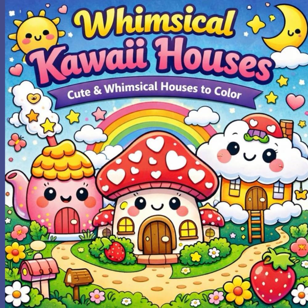 Whimsical Kawaii Houses: Cute&Whimsical Houses to Color