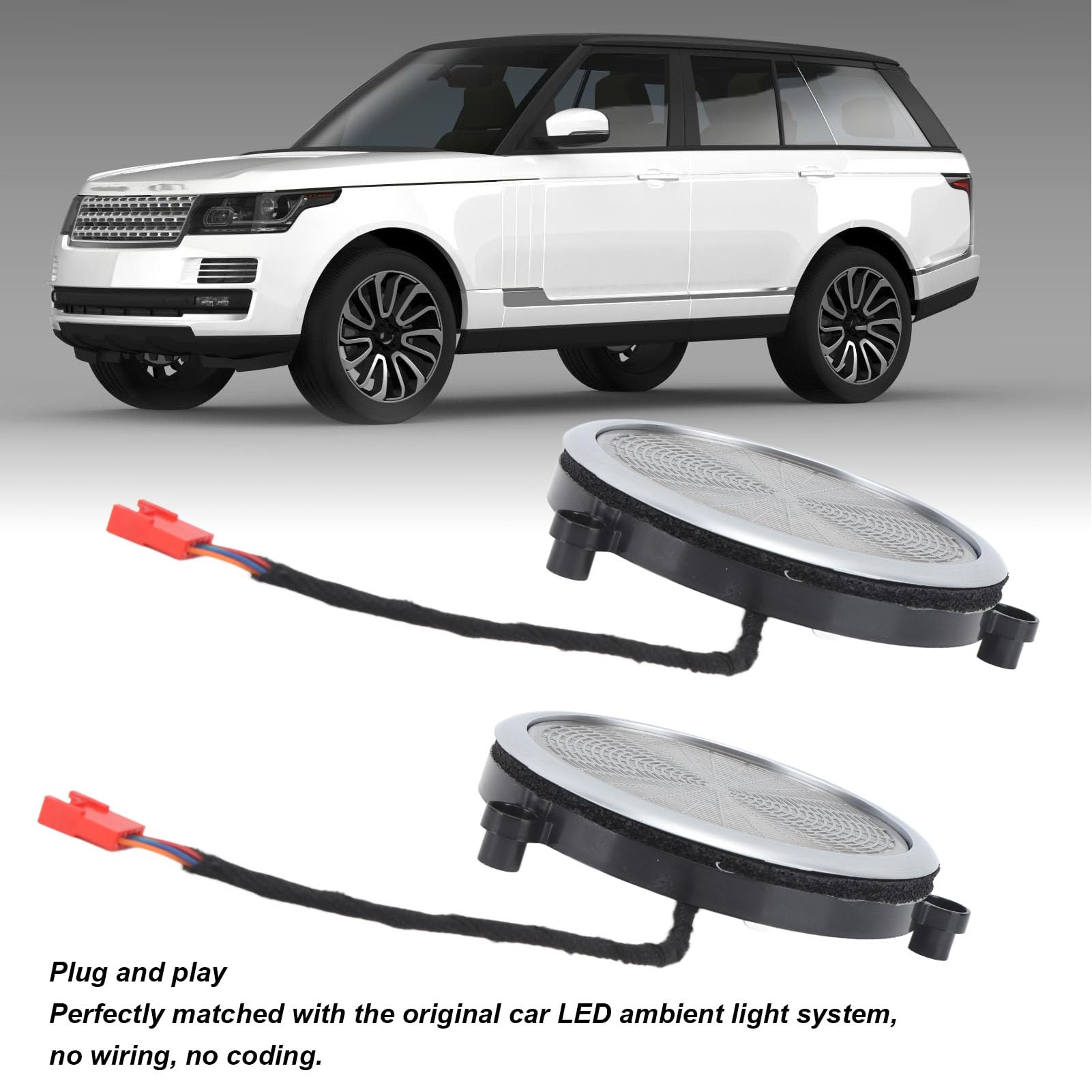 Cubierta de Altavoz de Puerta de Coche, KIMISS Cubierta de Altavoz de Audio de Coche Cubierta de Altavoz de Luz Ambiental de Puerta de Cromo Mate para Range Rover Sport L494 2014