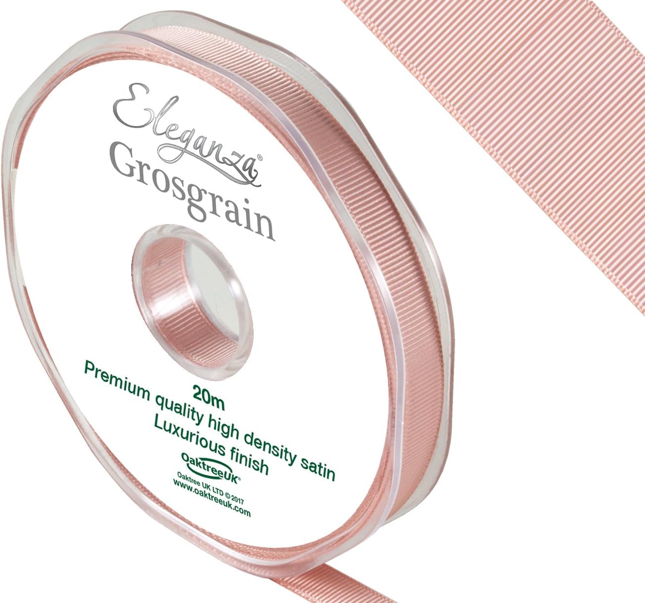 Eleganza Premium Quality Grosgrain Ribbon, Satin, Rose Gold, 11 x 11 x 1 cm