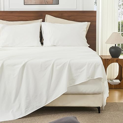 Bedlifes 100% French Linen Sheets Queen Size 18-24”Extra Deep Pocket
