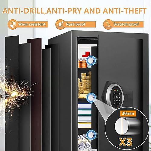 Miniatura 8 de Caja fuerte extra grande de 5.4 pies cúbicos para el hogar, impermeable, antirrobo, a prueba de fuego, segura para el hogar con cerradura de