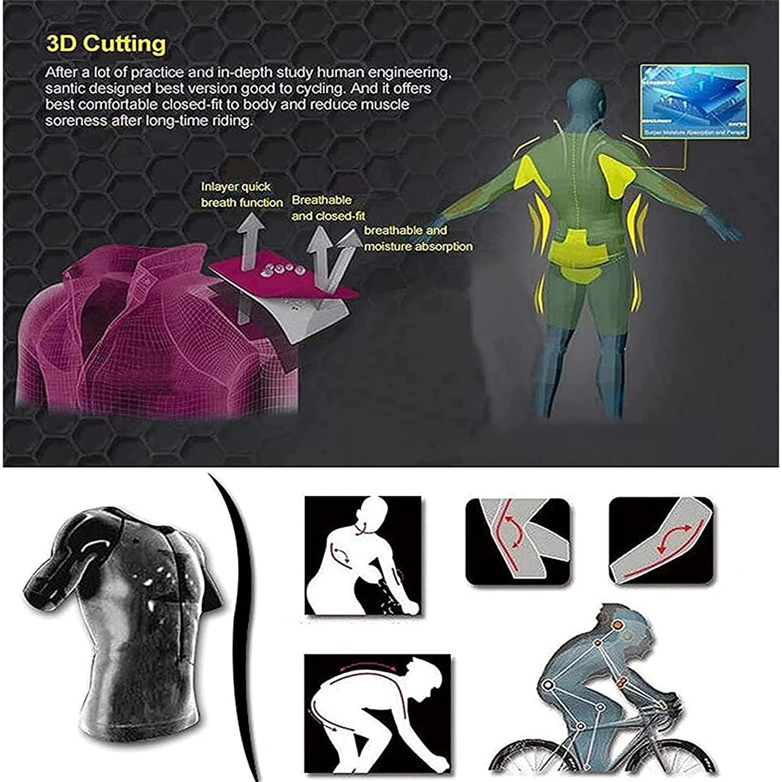 FFFF & OLFEH Hommes World Tour Team Maillot Cyclisme Ensemble, Maillot Cyclisme Homme Manche Courte Tenue de Velo, avec 3D Gel Coussin Solide, Léger Respirant Séchage Tee Shirt Cuissarde