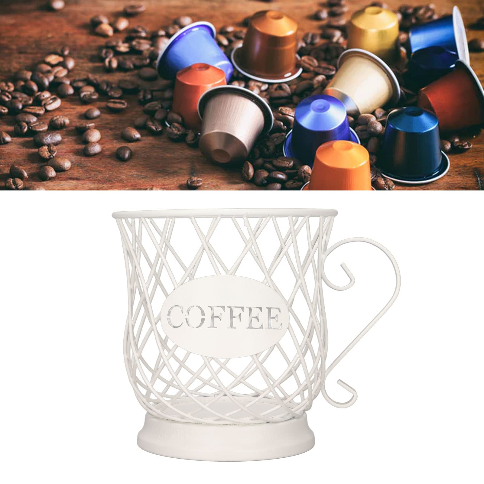 Wakects Portacialde da Caffè in Metallo, Cestello Porta Capsule per 25-30 Capsule, Bianco
