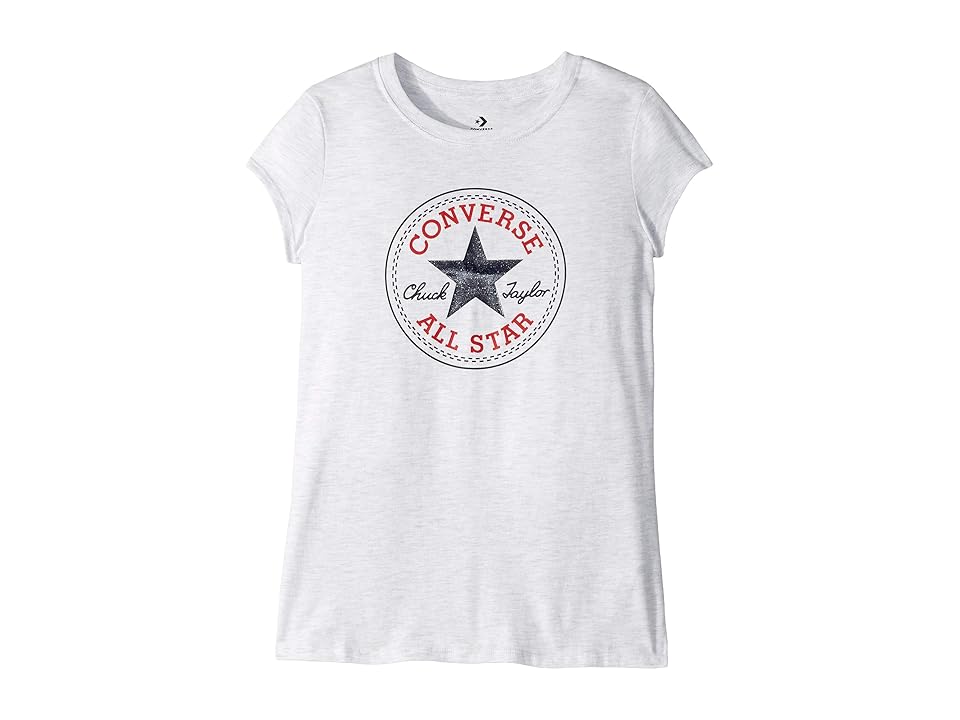 

Converse Kids Chuck Patch Tee (Big Kids) (Birch Heather) Girl's Clothing, White