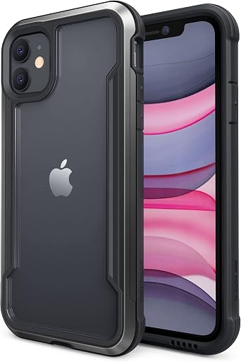 Raptic Shield for iPhone 11 Case, Shockproof Protective Clear Case, Military 10ft Drop Tested, Durable Aluminum Frame, Anti-Yellowing Technology Case for iPhone 11, Black