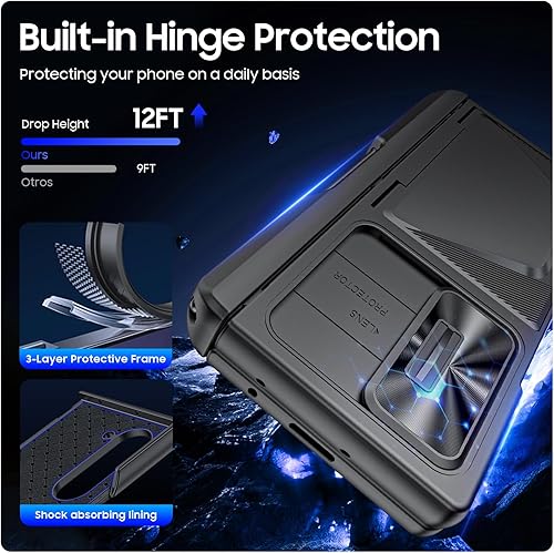 Miniatura 7 de Funda tipo cartera para iPhone 16 Pro con tarjetero (4-5 tarjetas), bloqueo RFID integrado y cubierta de cámara, delgada y elegante funda de