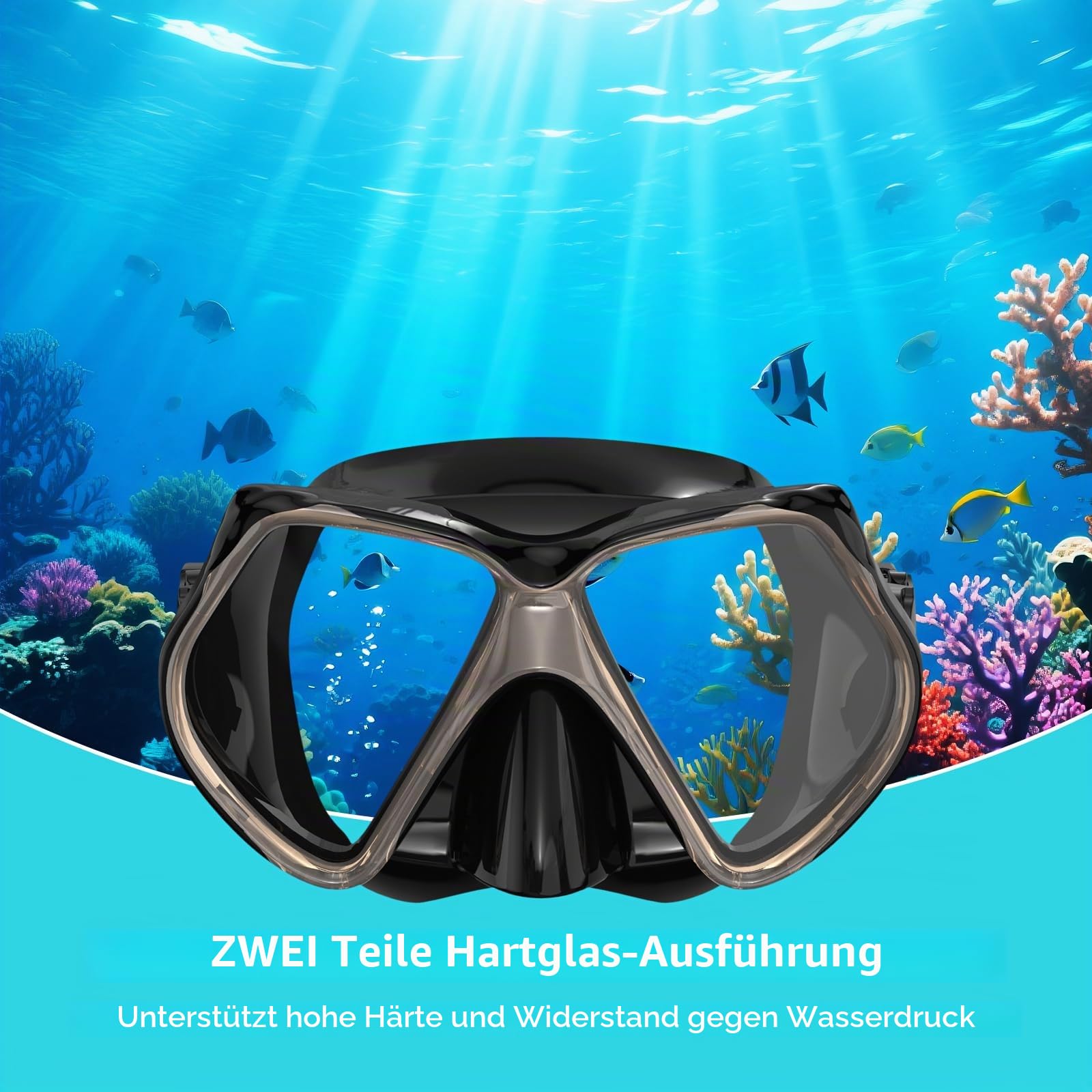 2 Pack Schnorchelausrüstung für Erwachsene, Trockenschnorchel, Masken-Set Erwachsene, Tauchmaske, Tauchausrüstung, Schwimmbrille mit Nasenabdeckung, Schwimmen Freitauchen gehärtetes Glas Panoramablick