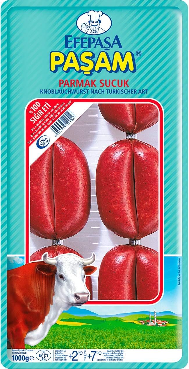 Turkish Efepasa Pasam Parmak Sucuk Soujouk 1000g 100% Halal 100% Sigir Eti UK