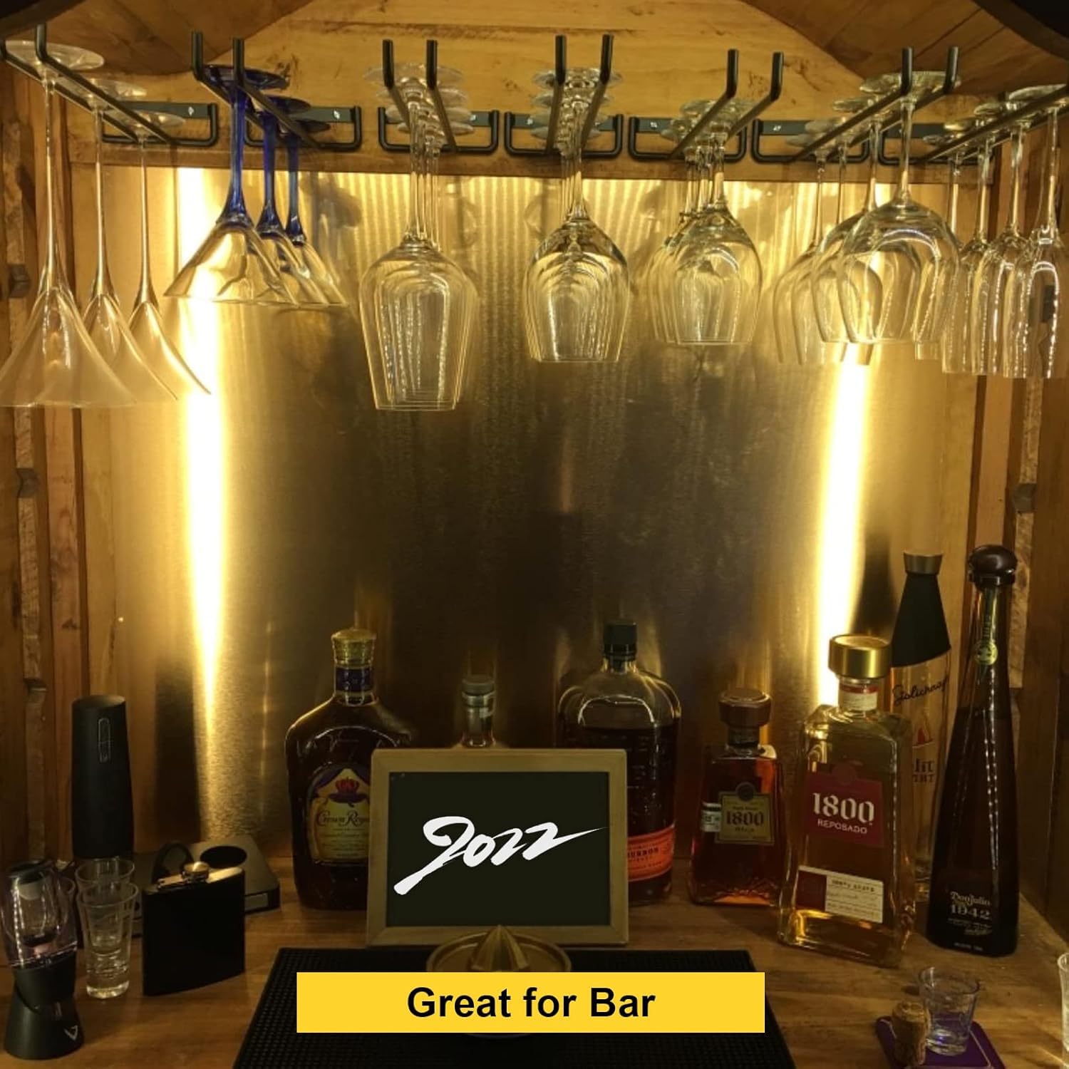 Genérico Elegante botellero de Pared para Vino, Soporte para Copas de Vino bajo el Estante y Almacenamiento Colgante para Bar y Cocina, Elegante Expositor para Copas de Vino para la organización y de