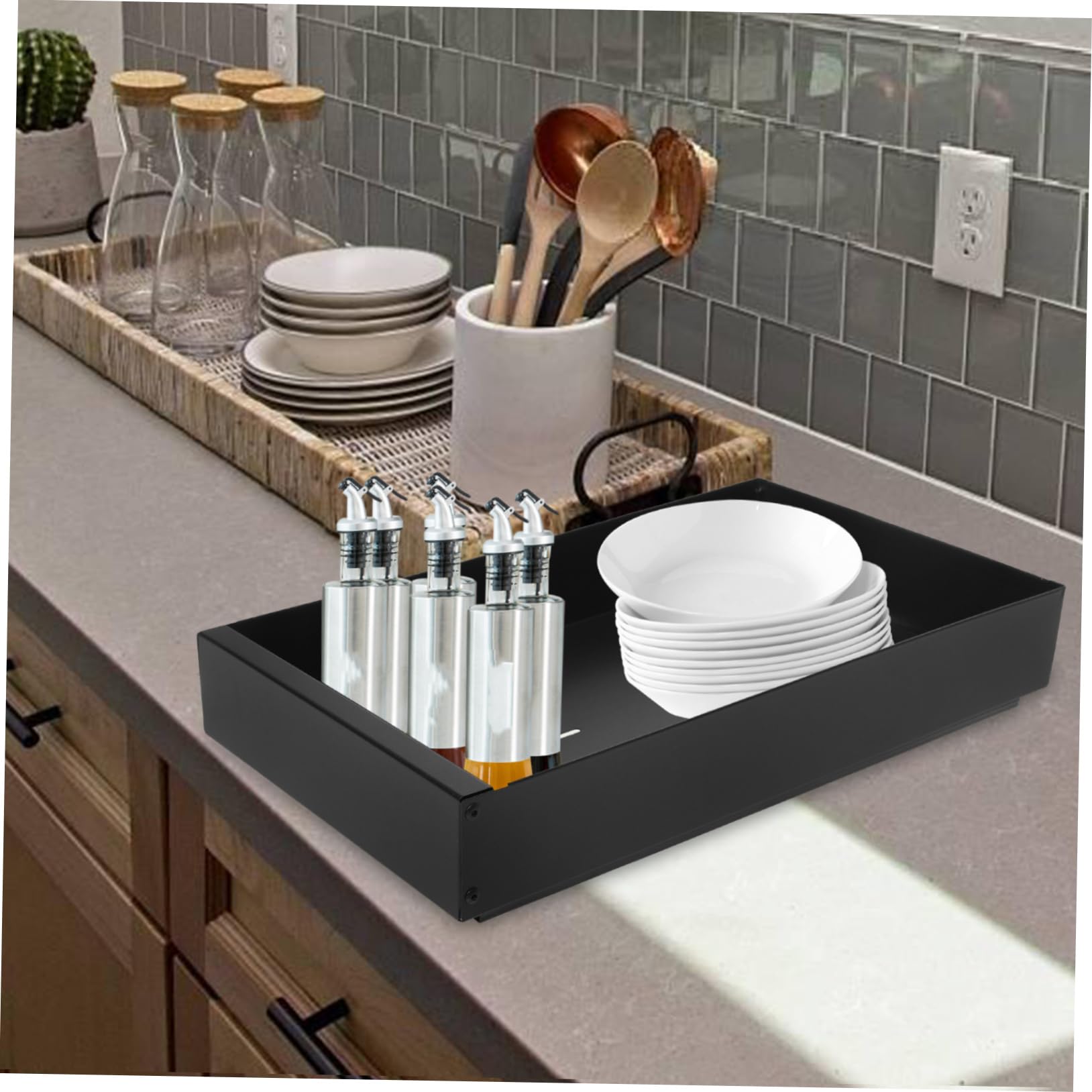 Organisateur de Rangement Coulissant pour Assiettes, Panier Séparateur