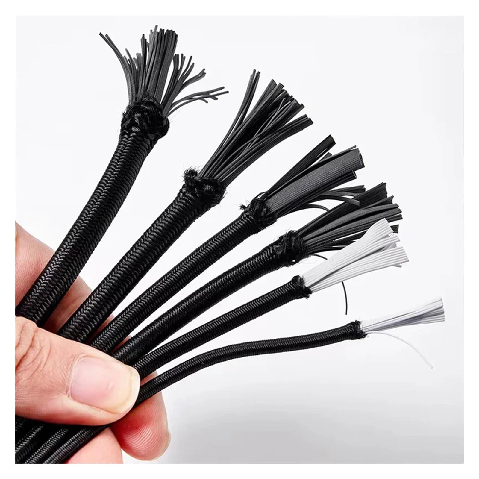 Cuerda Elastica Cuerda elástica Redonda de 1-10 mm, Color Blanco y Negro, Banda Goma látex Alta Elasticidad, Cuerda for trampolín, tendón Vaca, Accesorios Costura DIY(Black,5M,6mm)