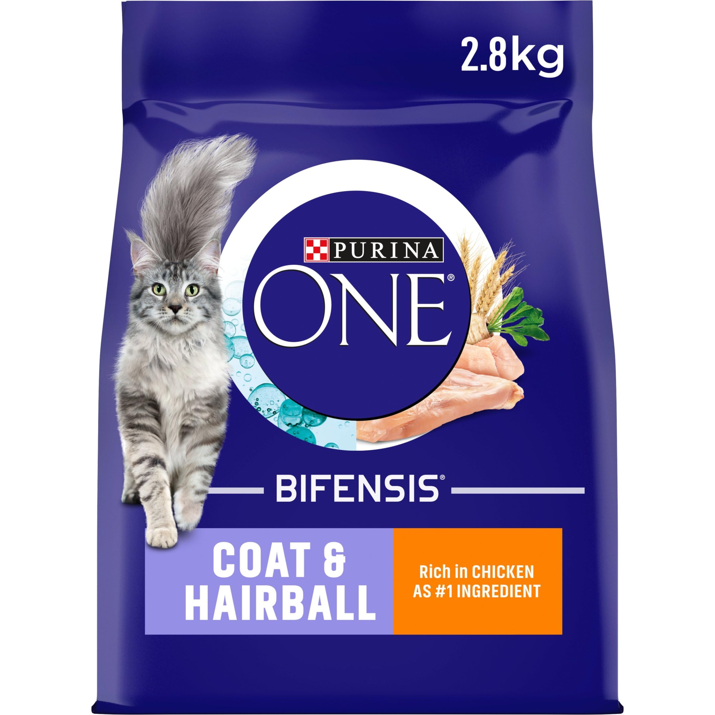 Purina One Coat and Hairball Adult Dry Cat Food Chicken 2.8kg
