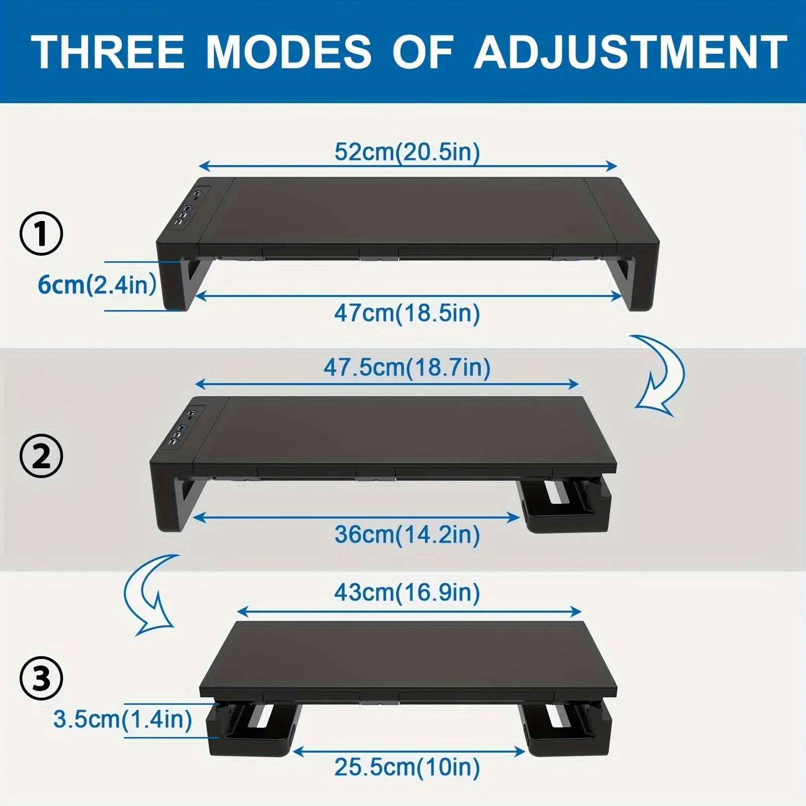 Rialzo for monitor pieghevole e regolabile in altezza con cassetto | Supporto da scrivania dotato di cassetto portaoggetti e porta gadget for un utilizzo ergonomico(Iron Platform)