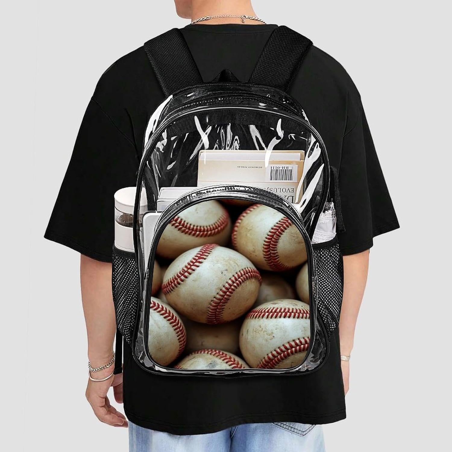 Clear Backpack Old Baseballs Sports Stadium Approved Clear Backpacks Small Clear Bag for Sports Game Concert Events