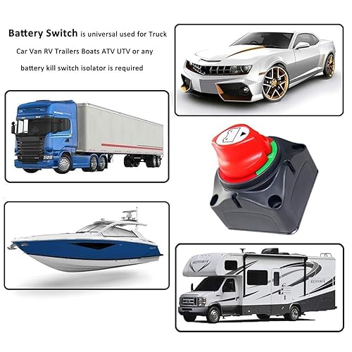 Miniatura 6 de Interruptor maestro de desconexión de batería, 12 V-48 V, impermeable, interruptor de apagado de encendido y apagado, 275 amperios de alta corriente