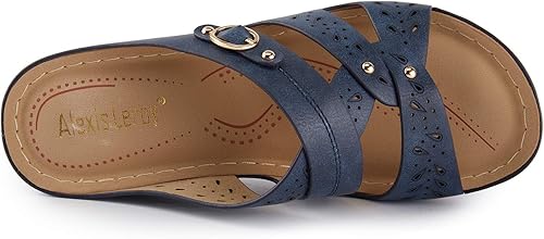 Miniatura 5 de Alexis Leroy Sandalias de cuña cómodas con puntera abierta y correas cruzadas para mujer