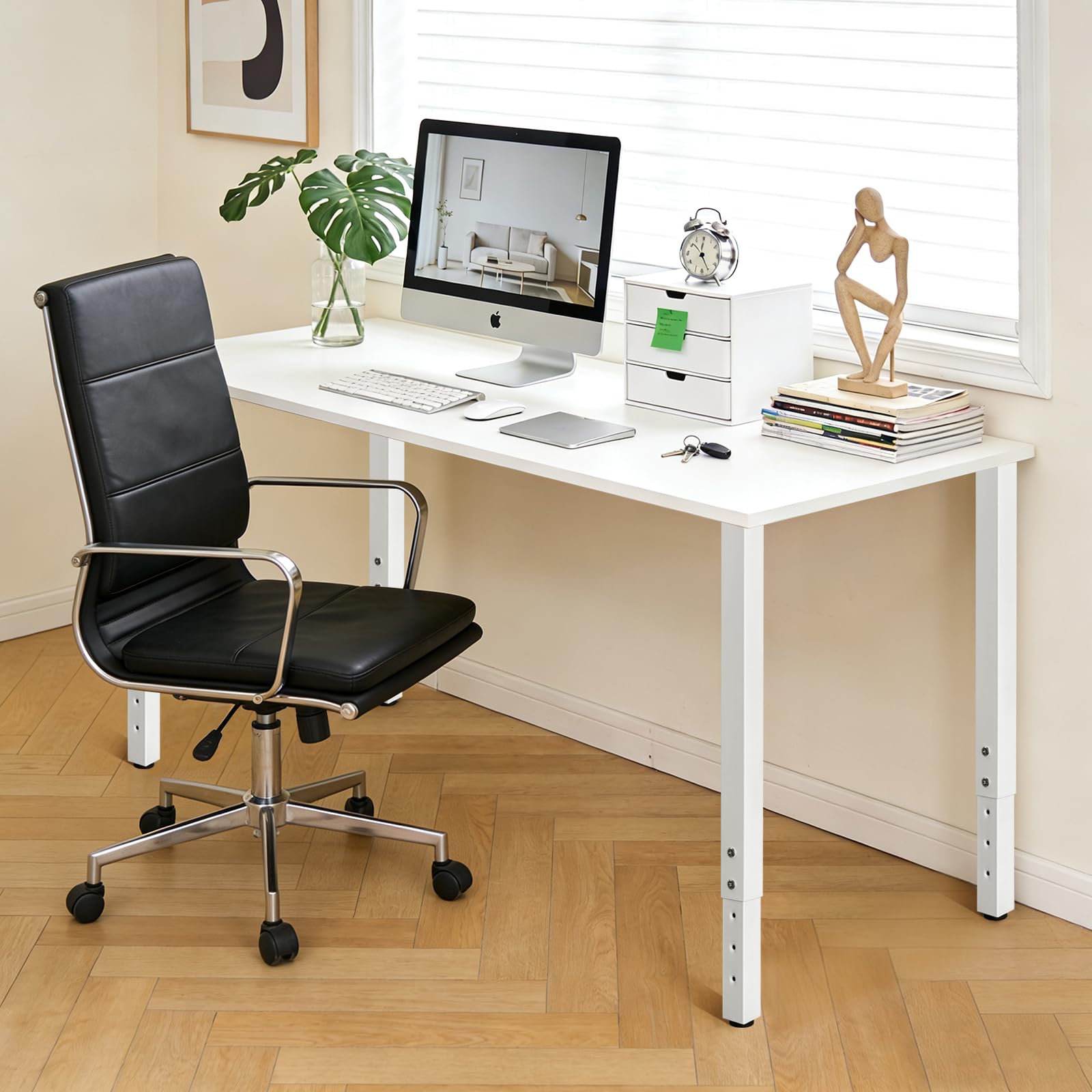 QLLY Set di 4 gambe da tavolo quadrate regolabili, da 60 a 100 cm, per casa e ufficio, fai da te, bianco