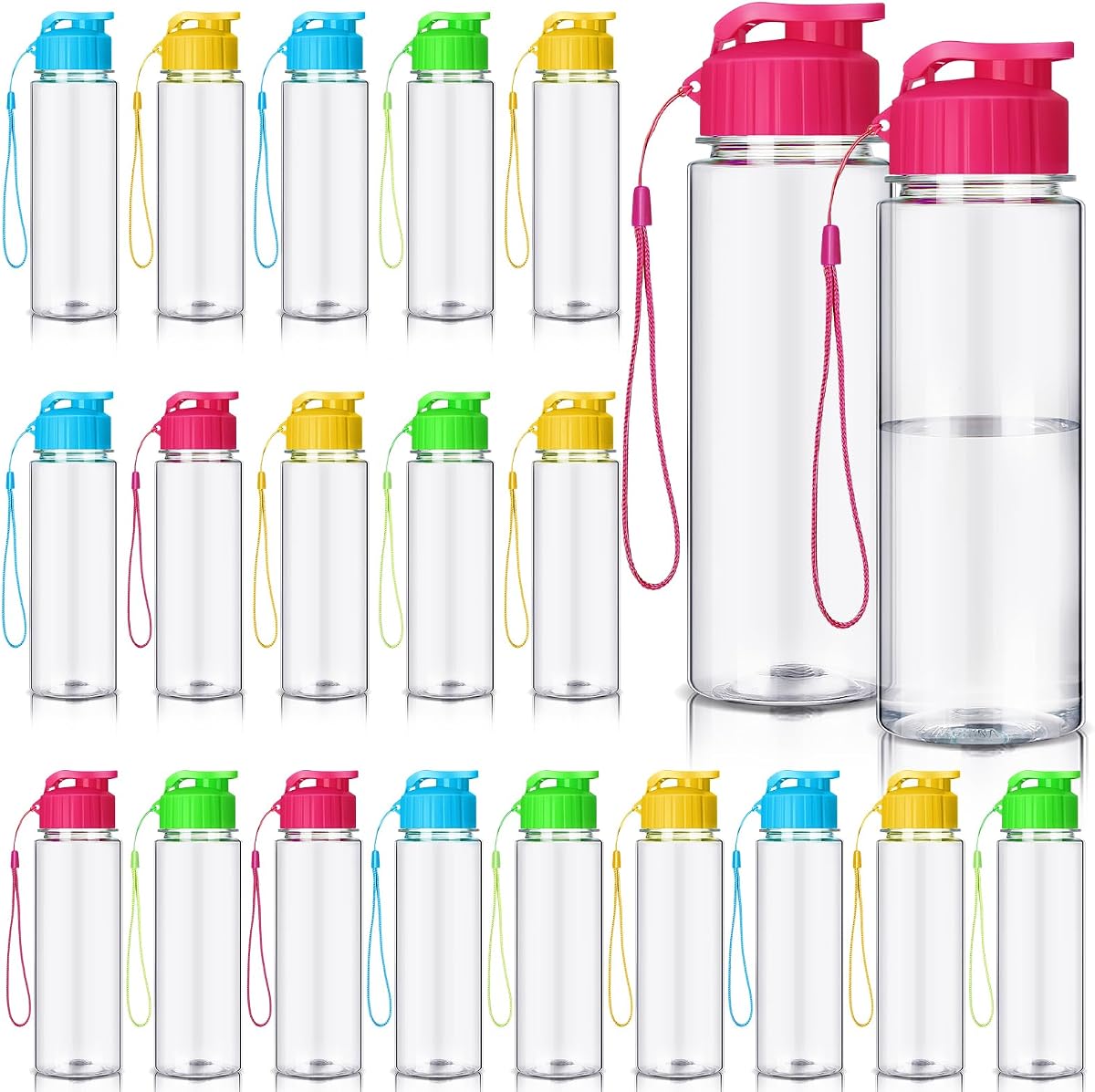 Mifoci 20 Pcs 17 Oz Plastic Water Bottles Bulk Sports,Colorful | Leak Proof Flip Top Closure, Reusable for Gym Outdoor Party Events, Bulk Bottles for Adults Sports Activities