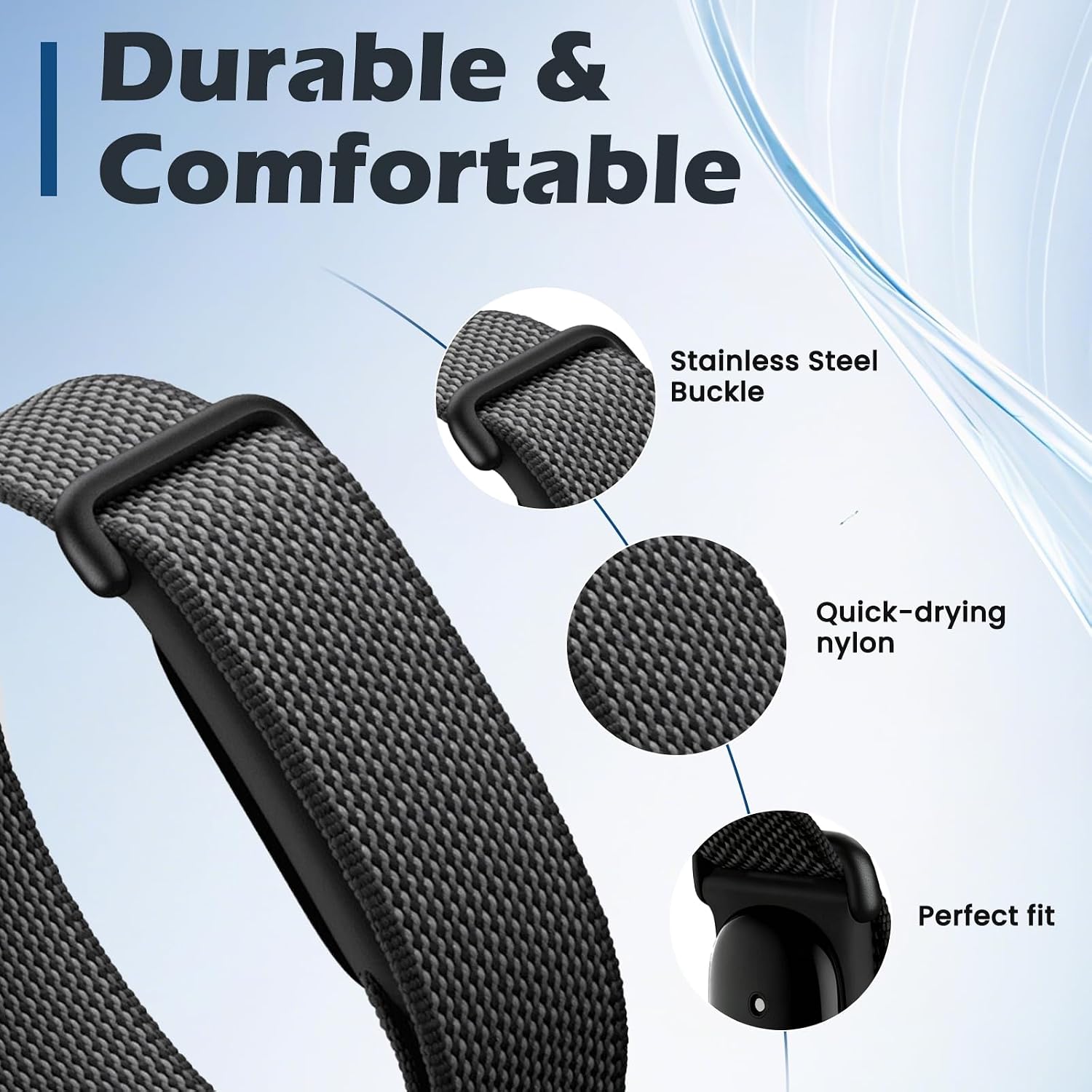 Stretchy Nylon Sport Loop Bands Compatible with Google Fitbit Air Band image 4