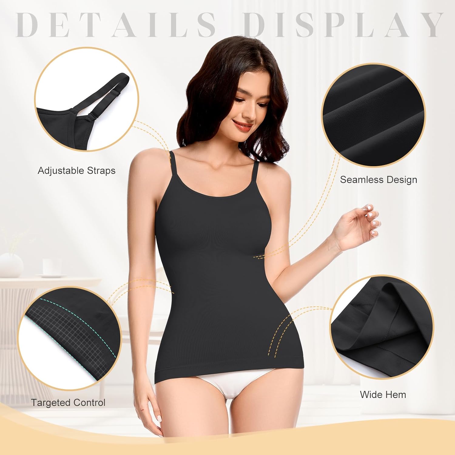 Tummy Control Shapewear Tank Tops for Women Body Shaper Cami Compression Camisole Slimming Shaping Tank Tops - Image 3