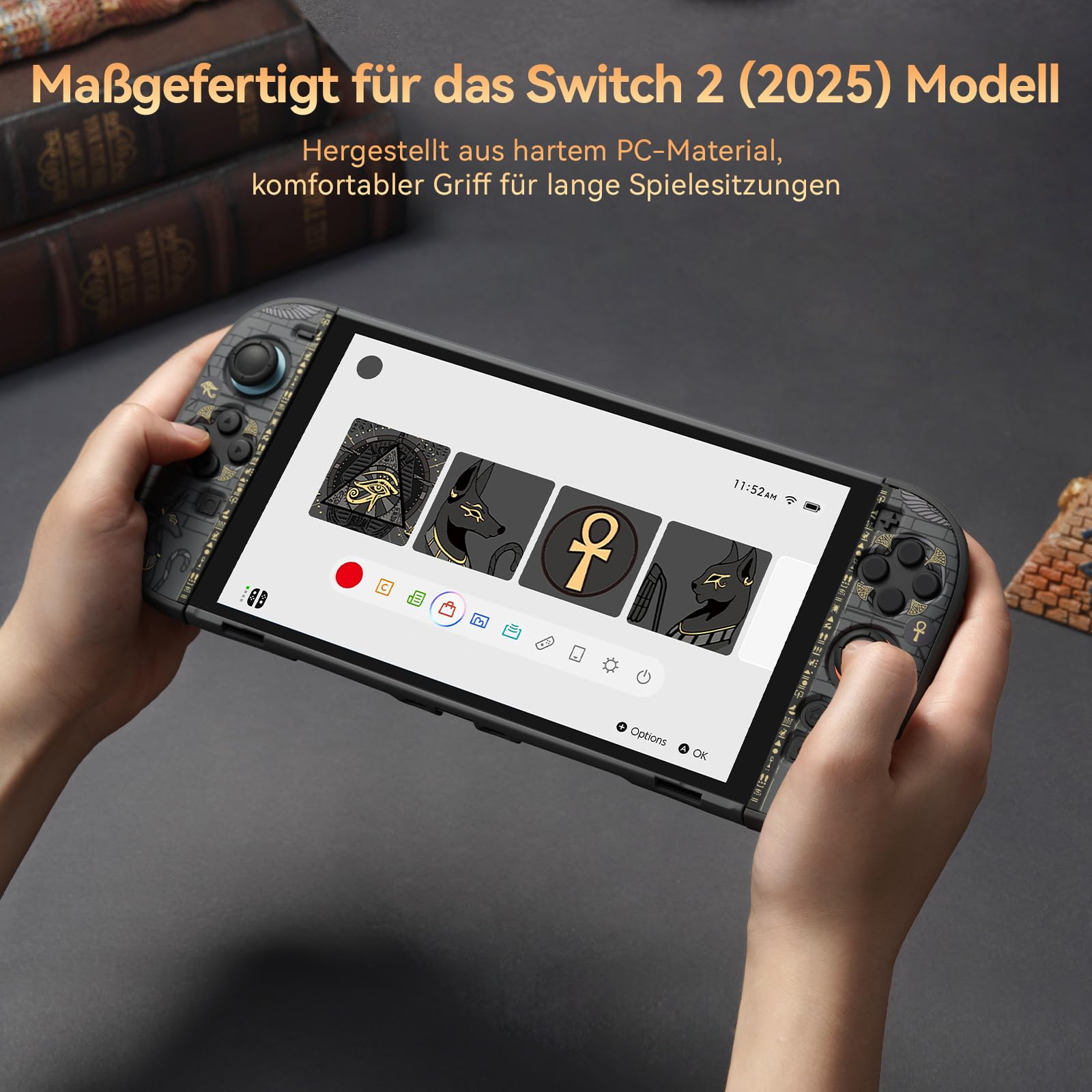 GeekShare Schutzhülle kompatibel mit Switch 2, Harte, schlanke PC-Hülle, dockbares Design kompatibel mit Switch 2 Konsole und JC-Controller – Mystisches Königreich