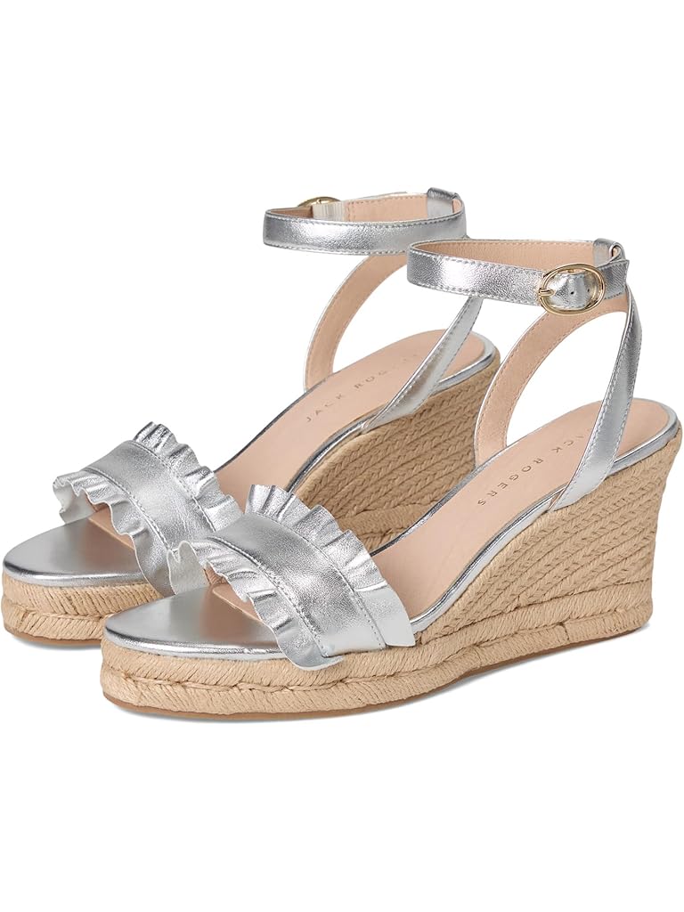 Silver Jack Rogers Rozette Ruffle Wedge - Suede