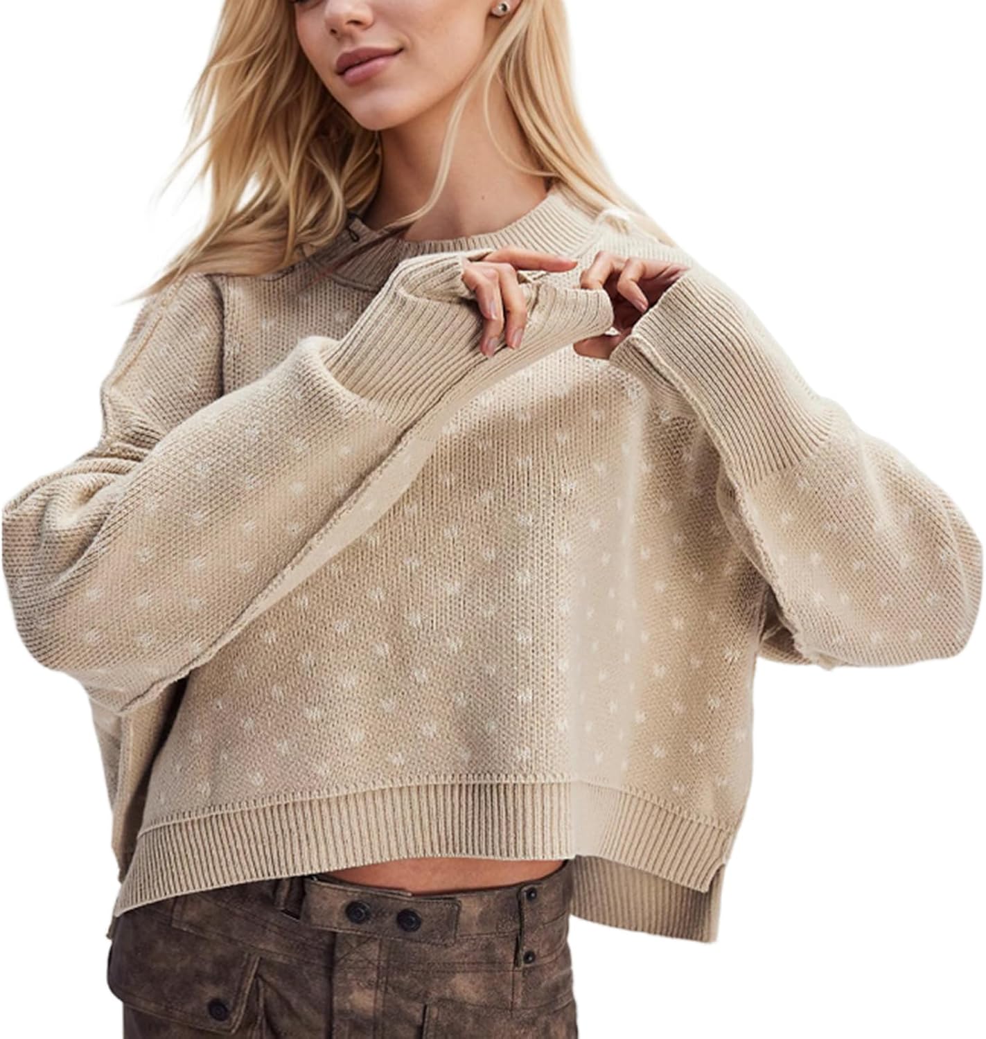 Women Crop Sexy Heart Pullover Knit Sexy Fashion Sweater Long Sleeve Sweatshirt Fall Winter Jumper Top