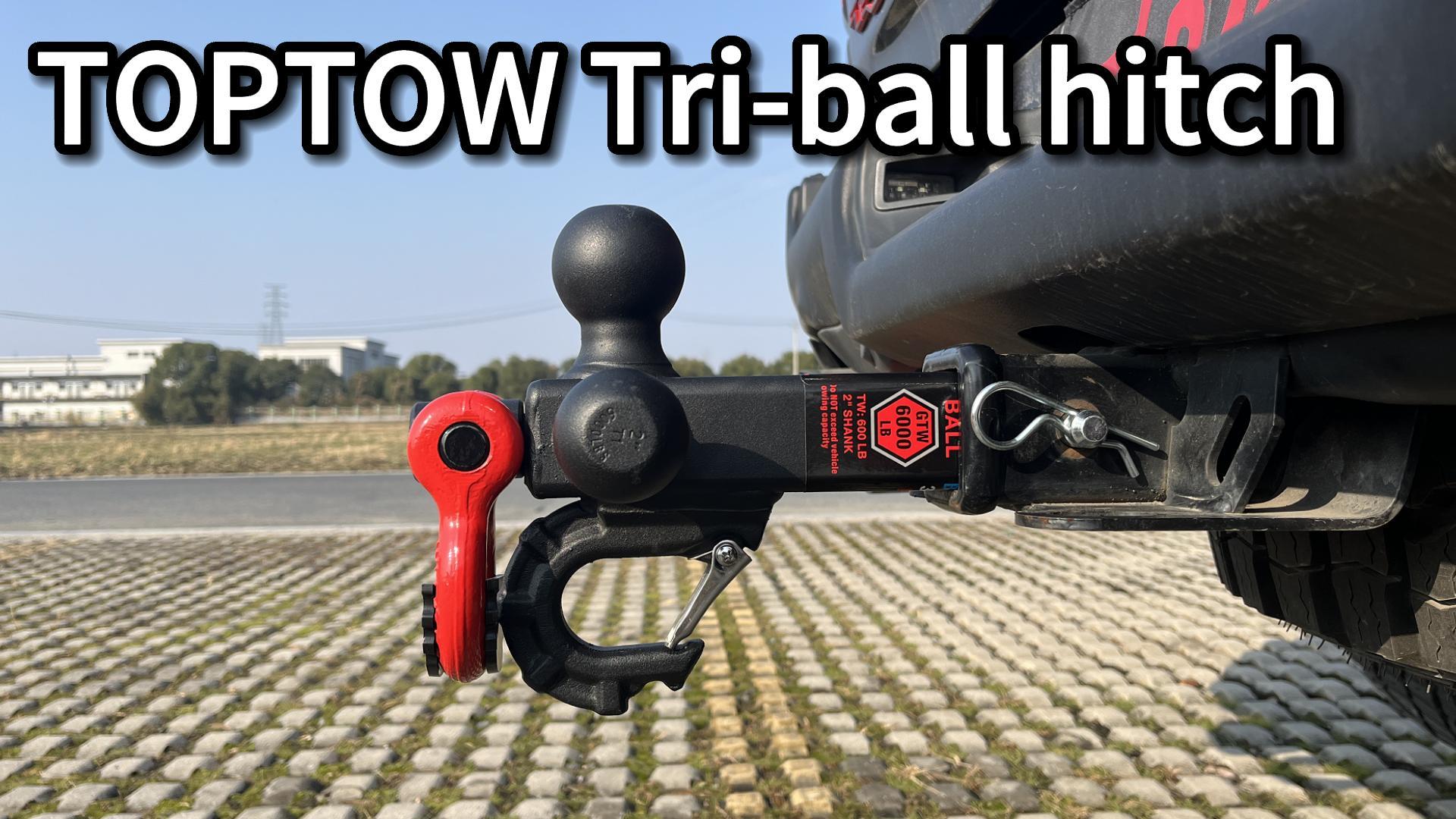TOPTOW Trailer Hitch Tri-Ball Hitch Mount w/Matte Black Triple