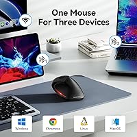 Vista 2 de TECKNET Ratón Ergonómico, Ratón Vertical Inalámbrico Bluetooth, Seguimiento Óptico 4800 DPI, 6 DPI Ajustables, Clics Silenciosos, 2.4GHz