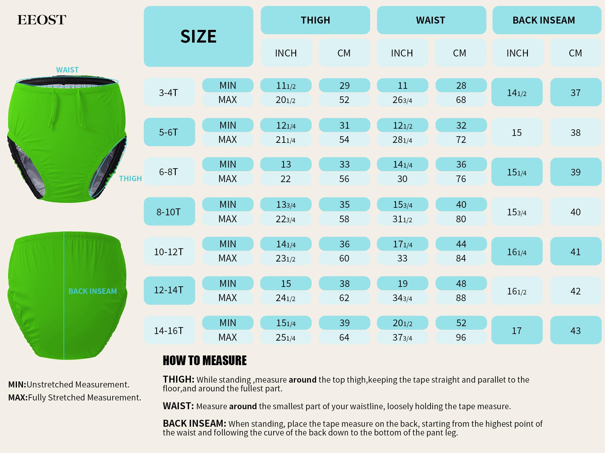 Pañales de natación reutilizables para jóvenes con necesidades especiales para la incontinencia, Verde lima, 14- 16 Años | Pañal de natación unisex reutilizable con protección impermeable a prueba de fugas para incontinencia especial