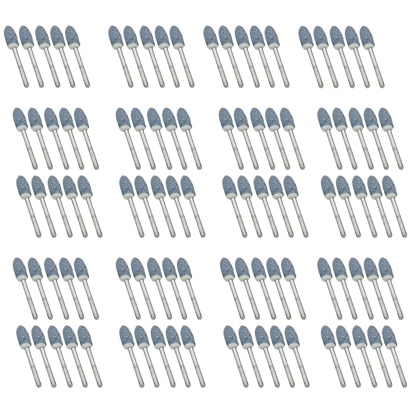 Lot de 100 points de meulage abrasifs, accessoires rotatifs en pierre avec tige de 3 mm pour polissage et ébavurage (type à pointe ogive de 6 mm)
