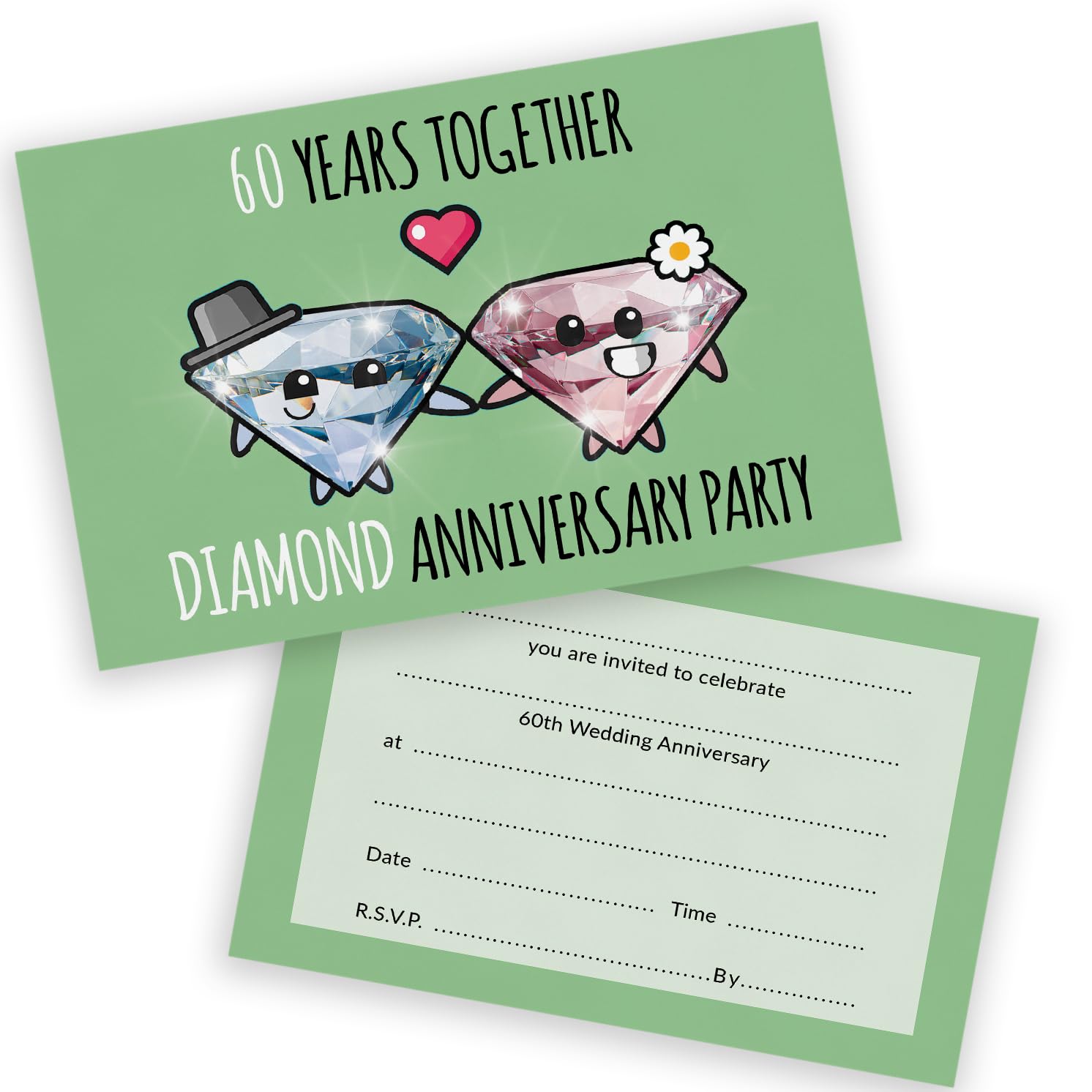 60th Anniversary Party Invitations - 60 Year Together 20 Pack - Wedding Anniversary Invitations for Friends Family A6 Party Invites Invitation Cards with Folding Envelopes