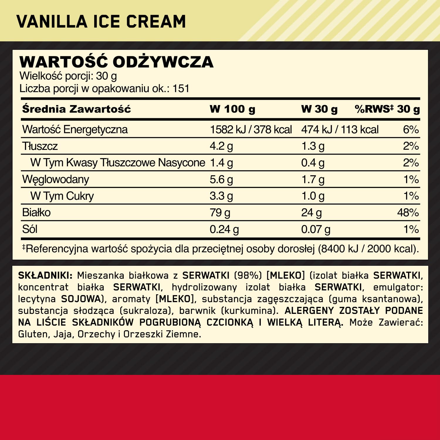 Optimum Nutrition Gold Standard 100% Whey, Koncentrat Białka Serwatkowego, Izolat i Hydrolizat Serwatki, BCAA, Glutamina, Wzrost i Naprawa Mięśni, Smak Lody Waniliowe, 151 porcji, 4,53 kg