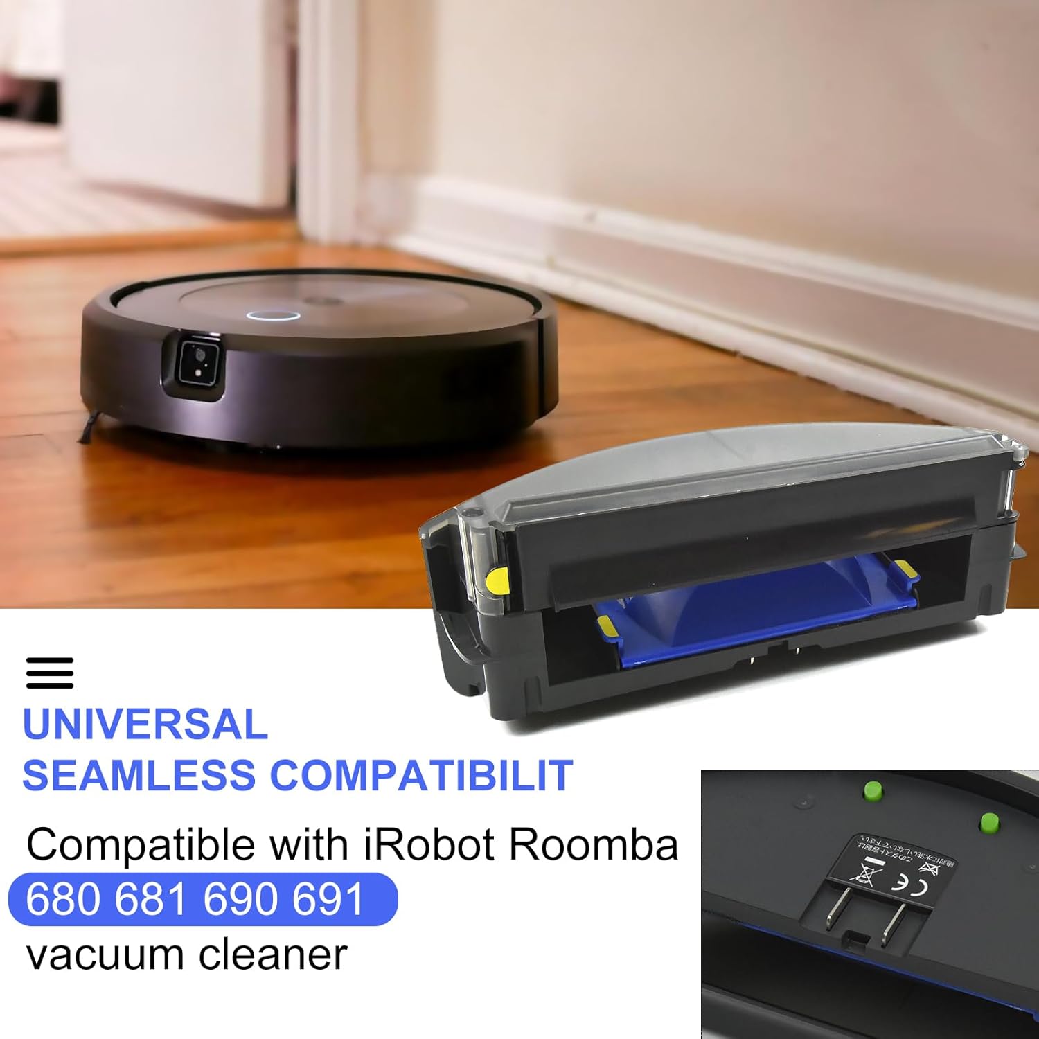 Replacement Dust Bin compatible for IRobot Roomba 680 681 690 691,Vacuum Cleaner Filter Parts Accessories, Vacuum Parts (Dust bin with 1 Hepa filter)