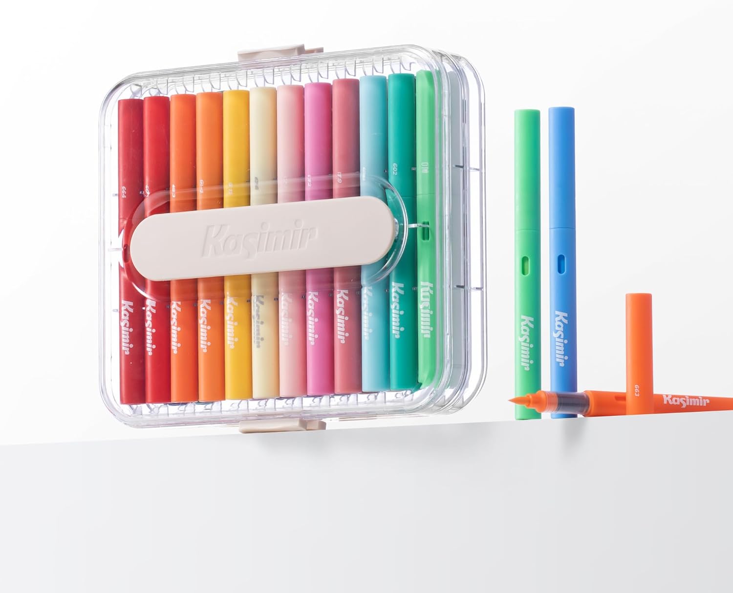 Kasimir Acrylic Paint Markers Pens, Brush Tip Automatic Ink Control Marker for Art Wood Fabric Glass Rock Multi-Surface, Quick-Dry, Water-Based & Washable - 24 Colors