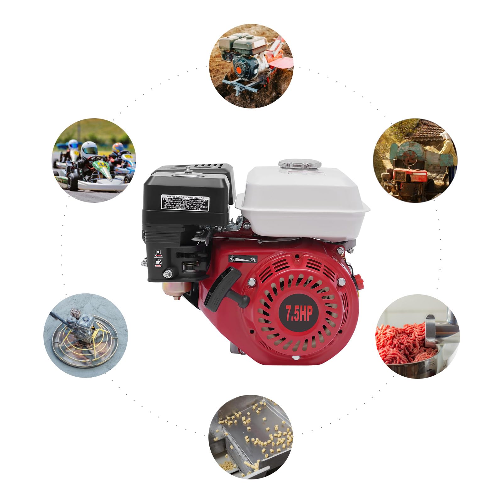 Motor de gasolina de 7,5 Hp, motor de 4 tiempos Gokart de 215 cc, motor de gasolina portátil, motores estacionarios de un solo cilindro, adecuado para dispositivos agrícolas, alimentación