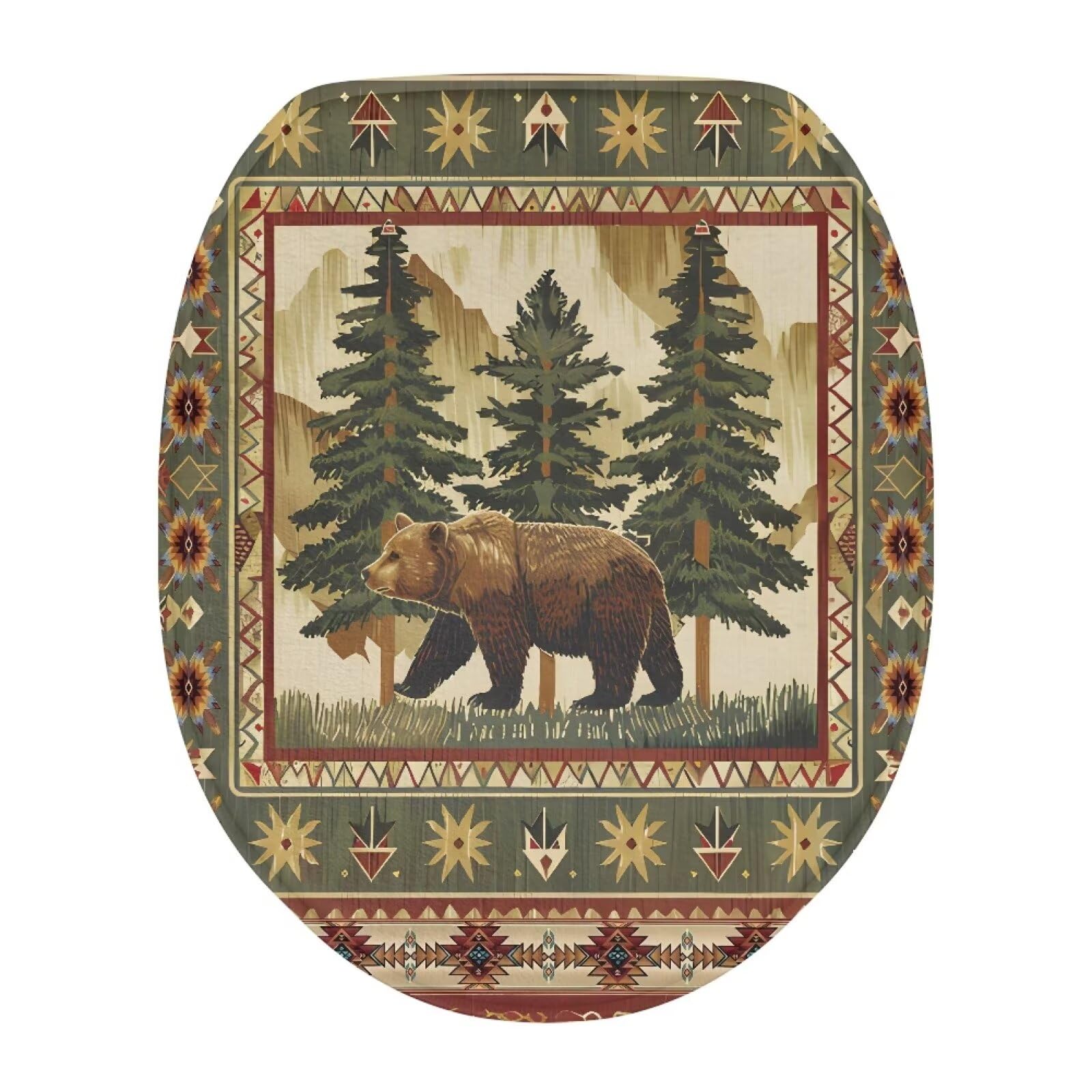 Fishoutleap Bear Toilet Seat Cover Thick Absorbent Toilet Lid Cover Fit Most Oblong and Elongated Toilet Bathroom Decor
