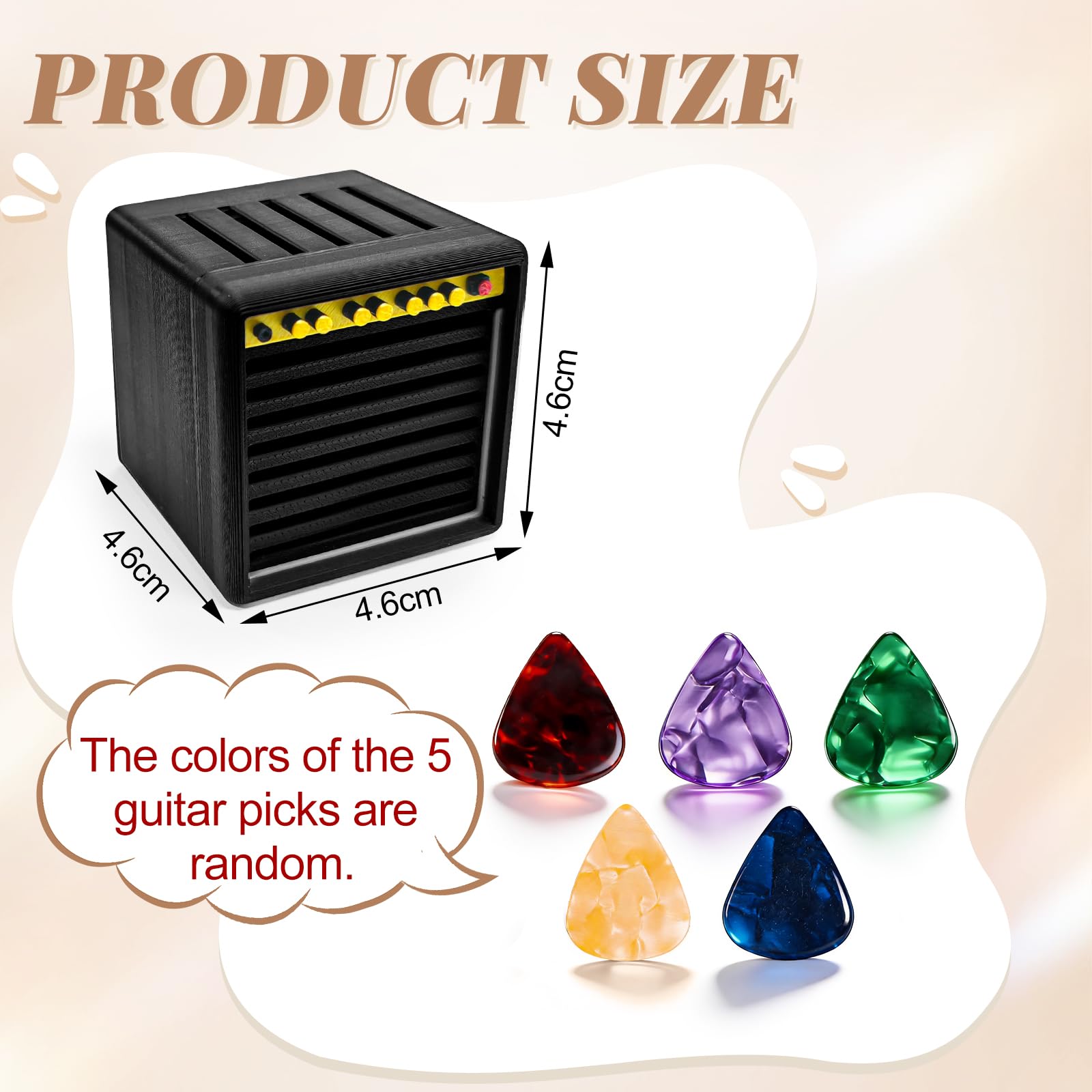 Boite Mediator Guitare avec 5 Mediators, Mini Accessoire Guitare en PLA Imprimé en 3D, Guitar Accessoires Set de Rangement pour Médiators Destiné aux Guitaristes et Mélomanes(Noir)