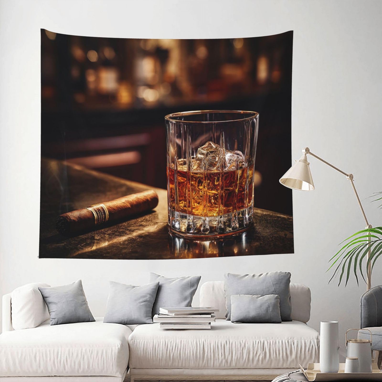 Tapestry 153 X 130 CM Inches Wall Hanging for Living Room Whisky and Cigar Tapestrys Home Decor Soft Aesthetic Tapestries Hanging Decor Blanket Wall Tapestry for Bedroom Dorm Indoor Outdoor