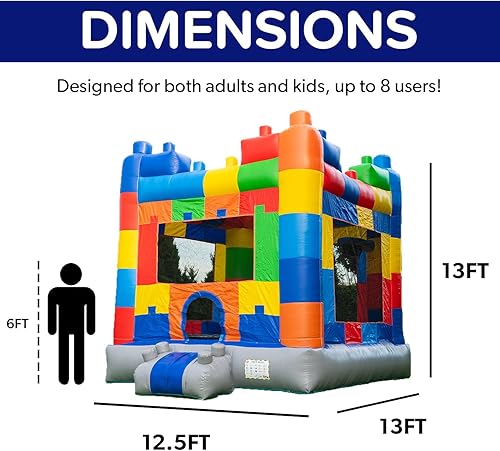 Miniatura 6 de HeroKiddo - Casa inflable de grado comercial para niños y adultos (con soplador), aro de baloncesto, para interiores y exteriores, fiesta de