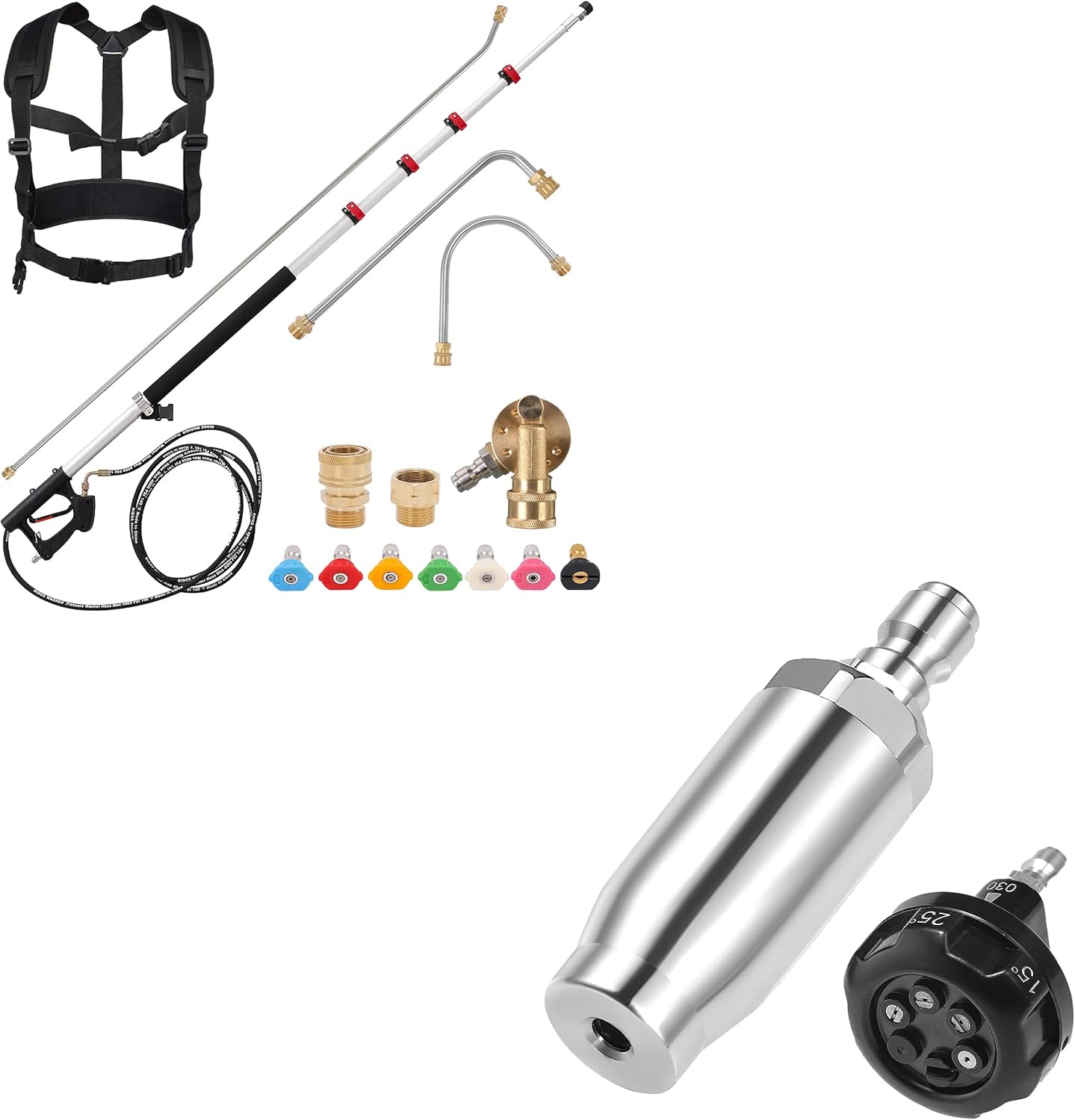 RIDGE WASHER 24 FT Telescoping Pressure Washer Wand, Turbo Nozzle for Pressure Washer