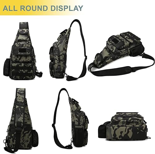 Miniatura 5 de Bolso táctico de hombro - Mochila militar Molle 1000D al aire libre Daypack, Verde, Moda