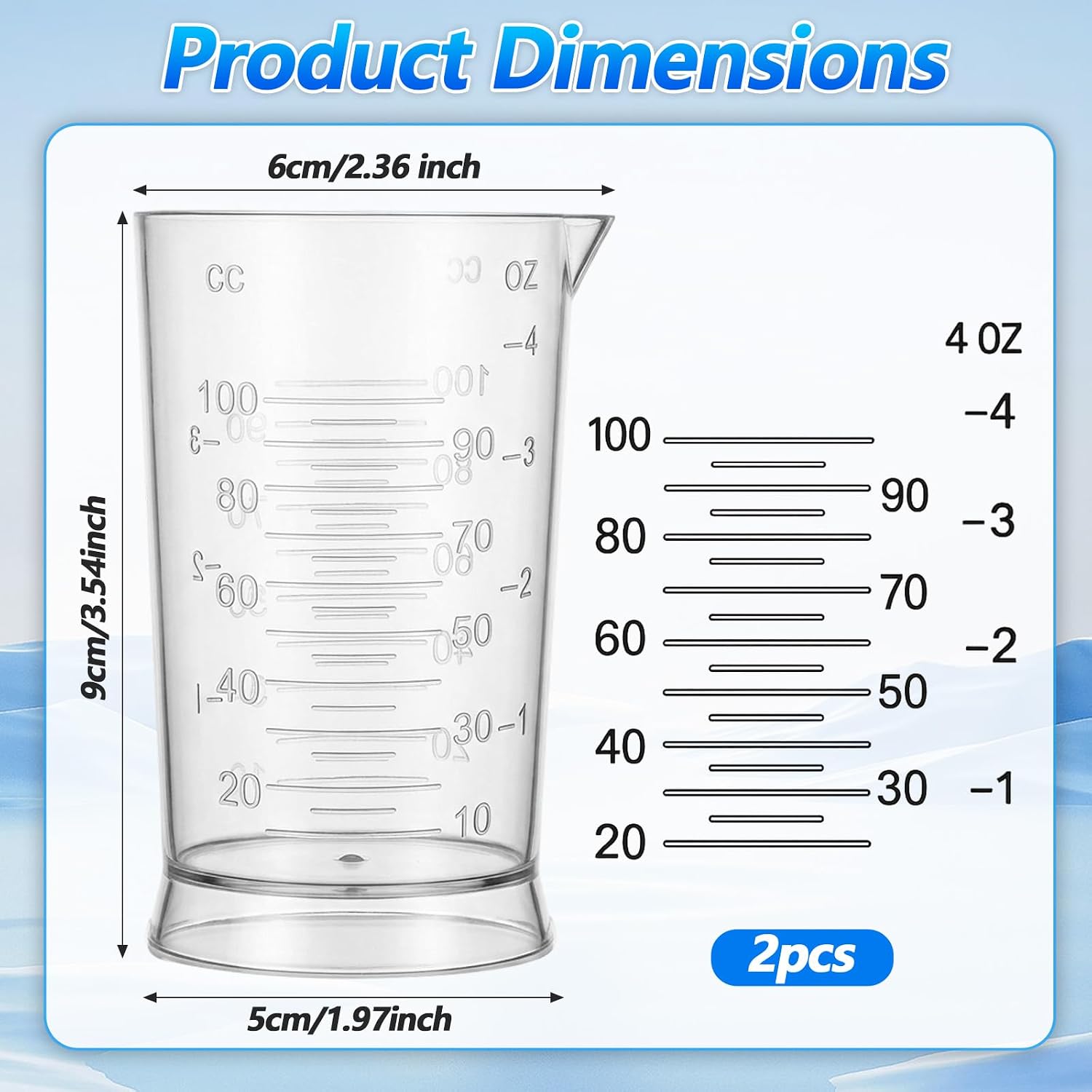 2 Pcs Hair Dye Measuring Cups, 4oz/100ml Hair Color Measuring Cups Beaker Easy to Read for Salon Home Dyeing Tools