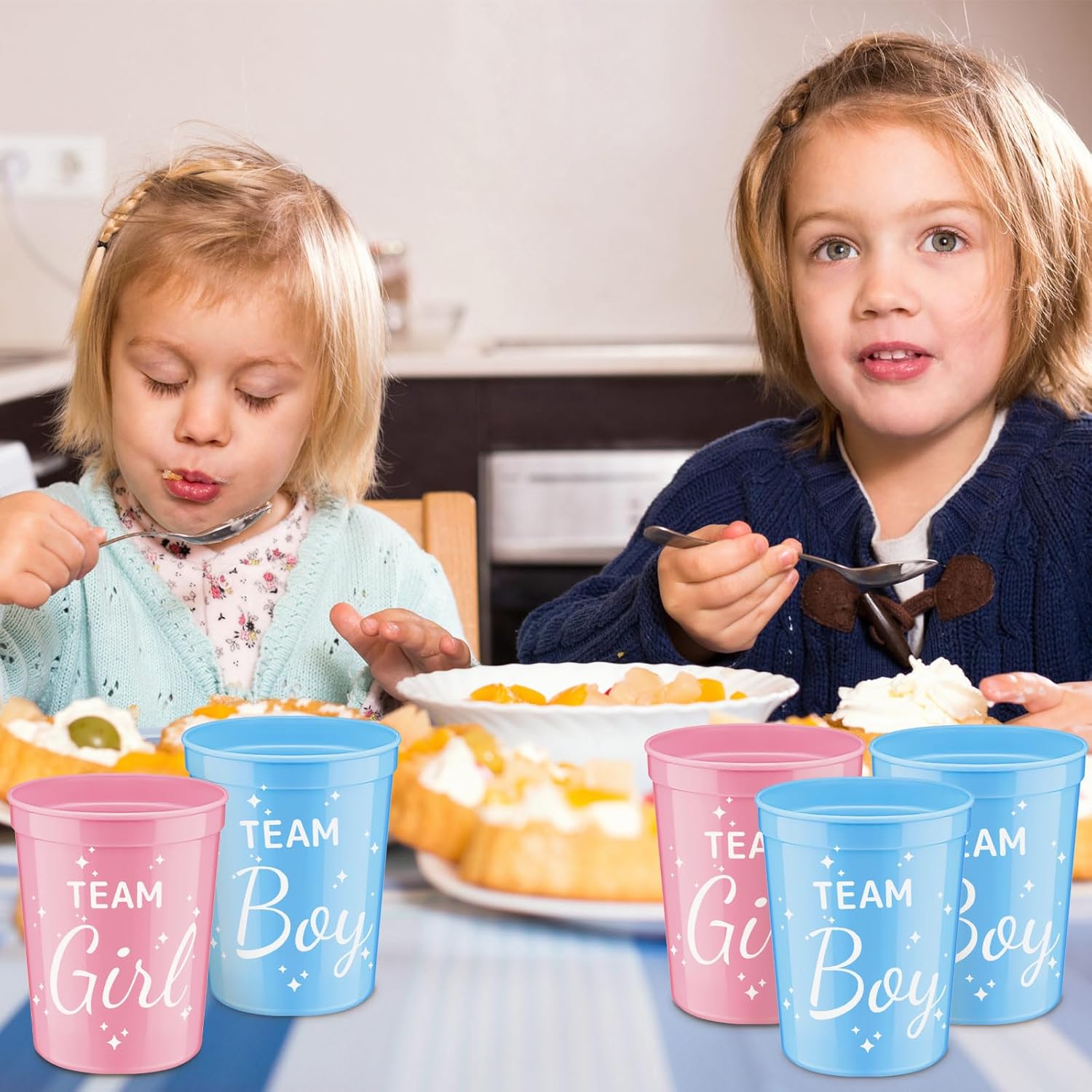 Pickmesh 48 Pcs 16oz Plastic Cups Bulk Reusable Gender Reveal Hero Volleyball Design Cups Pink Blue Colorful Drinking Tumbler for Sport Birthday Baby Shower Party Decoration(Gender Reveal)