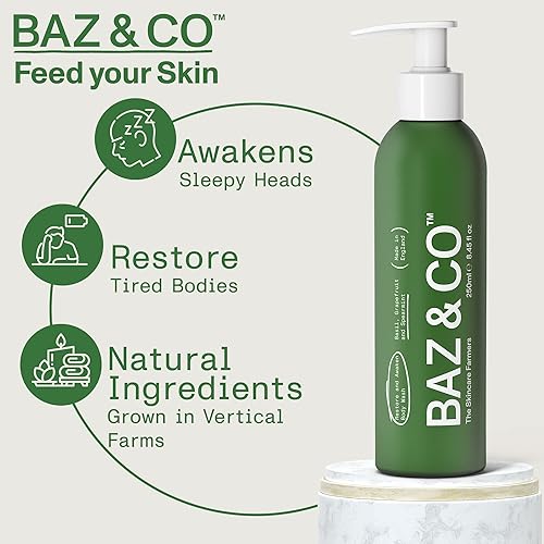 Miniatura 3 de BAZ & CO Gel de baño hidratante para hombre, Restore and Awaken Body Wash para hombres, 8.45 onzas líquidas con albahaca, pomelo y menta verde