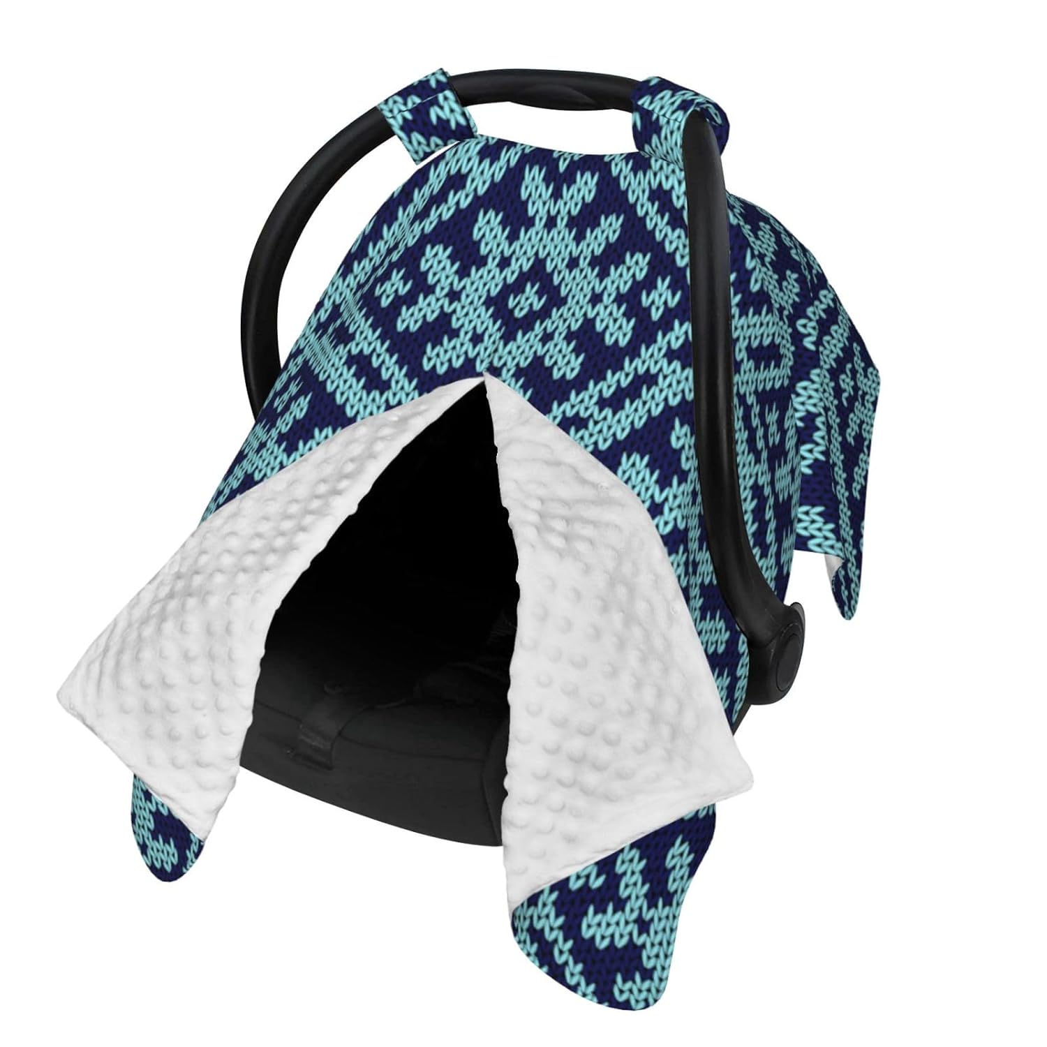 Dark Blue and Light Blue Plaid Baby Car Seat Cover & Breastfeeding Nursing Cover - Breathable Stretch Fabric Multi-Use Nursing Cover for Breastfeeding