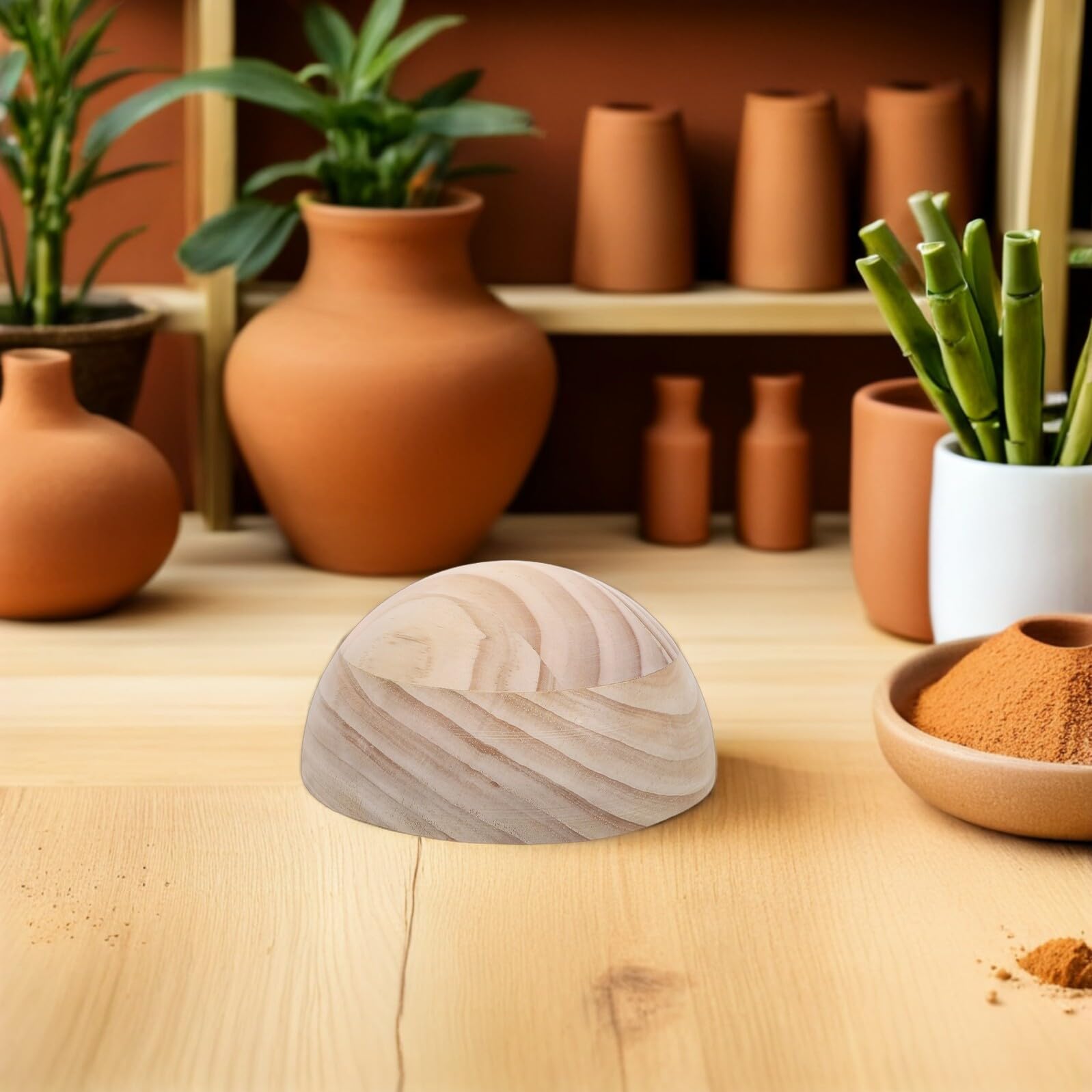Molde de Cerámica de Madera de 15cm Diseño Geométrico Semicircular para Modelado Artístico y Herramientas de Cerámica para Bricolaje y Clases de Alfarería