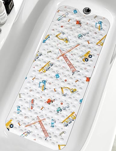 Miniatura 7 de LNOND Alfombra de baño para niños, tapete de baño de pato de dibujos animados, antideslizante con agujeros de drenaje y ventosas, lavable a máquina