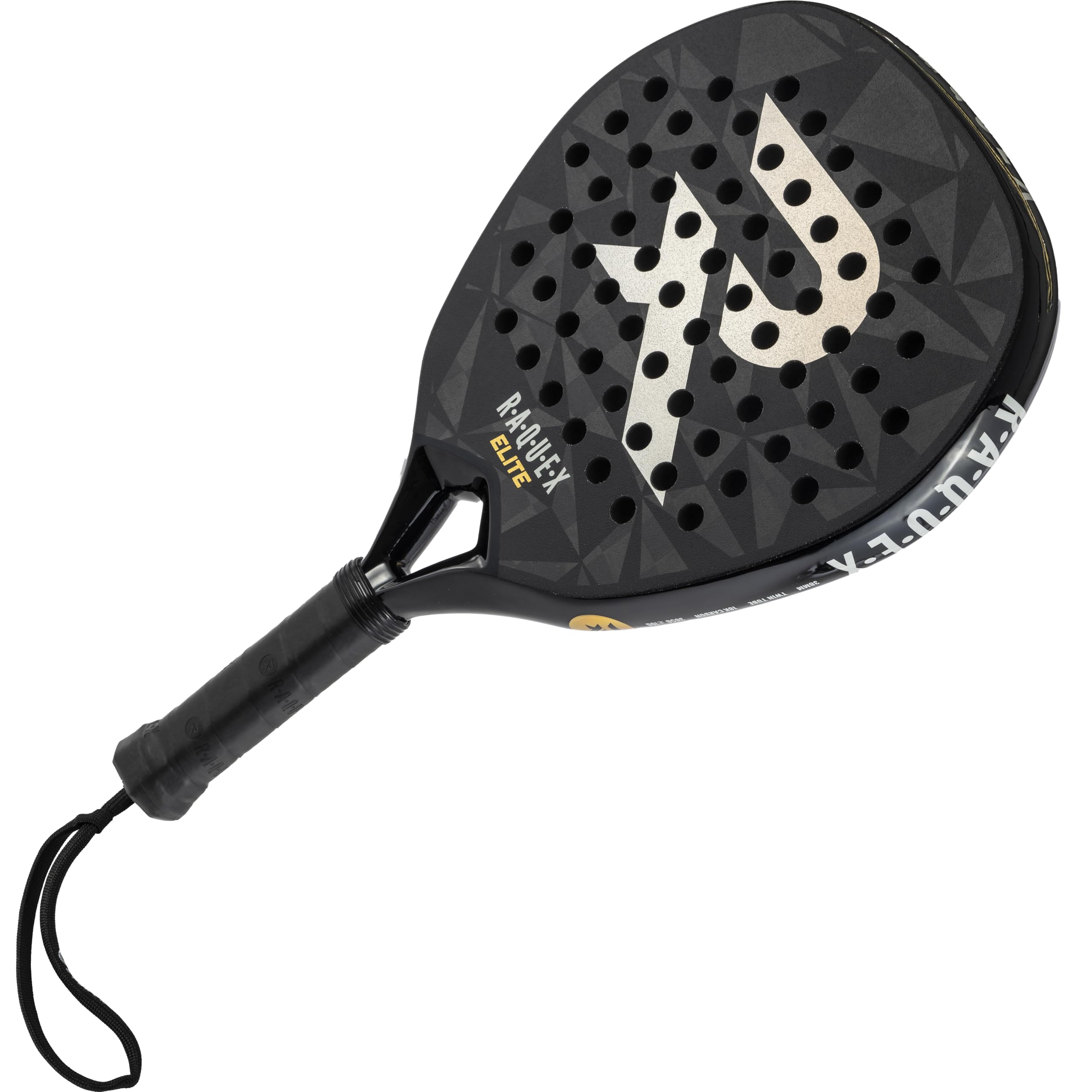 Racchetta da padel Raquex Elite - Racchetta avanzata - Telaio in carbonio 18K, nucleo reattivo in schiuma Eva 15 ImpactCore, forma a diamante, sistema twin tube per durabilità + cinturino da polso