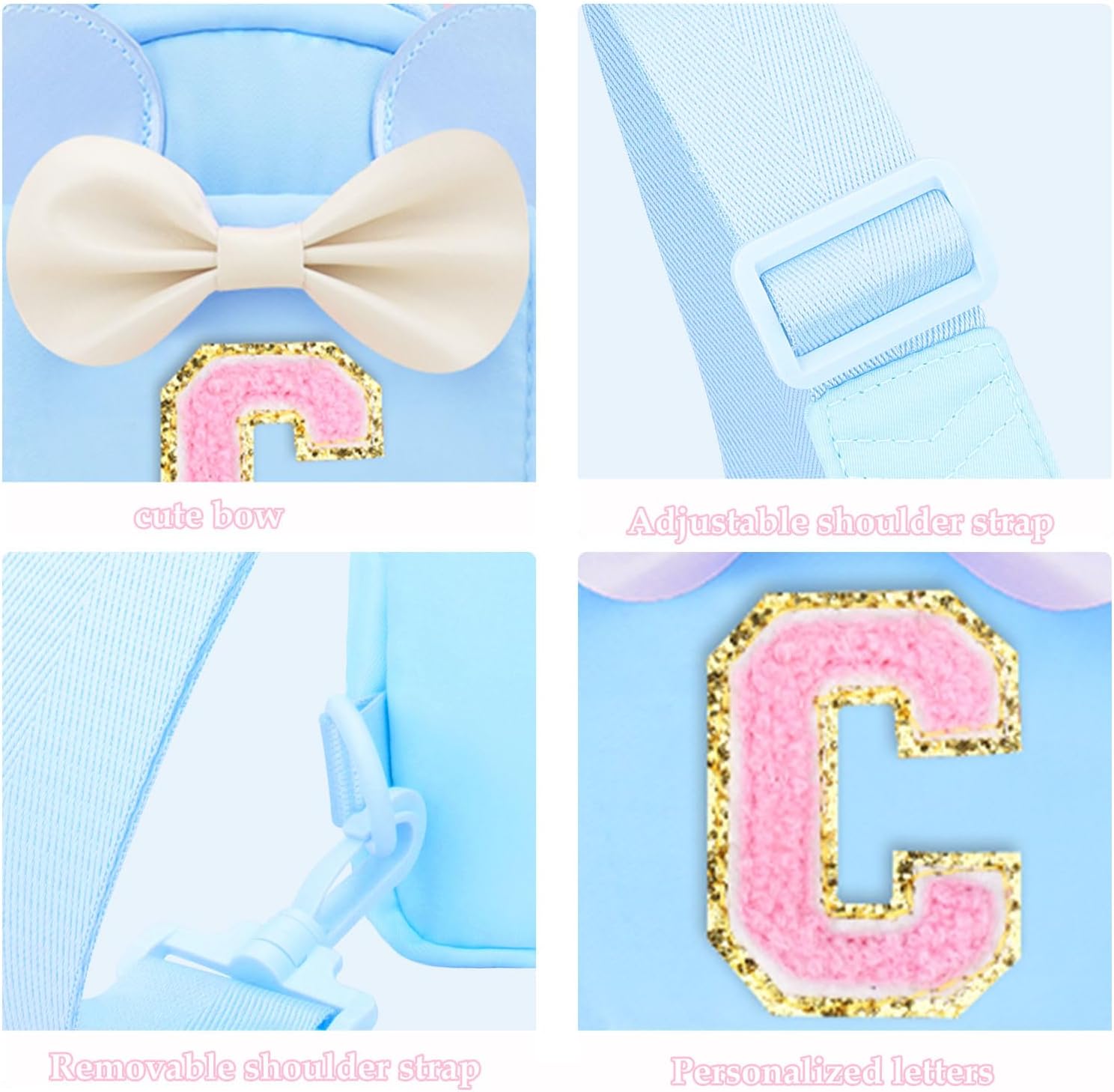 Small Sling Bags for Toddler Girls Kids - Personalized Initial Fanny Pack Belt Bag for Gifts Kids Crossbody Shoulder Bags Blue V image 5